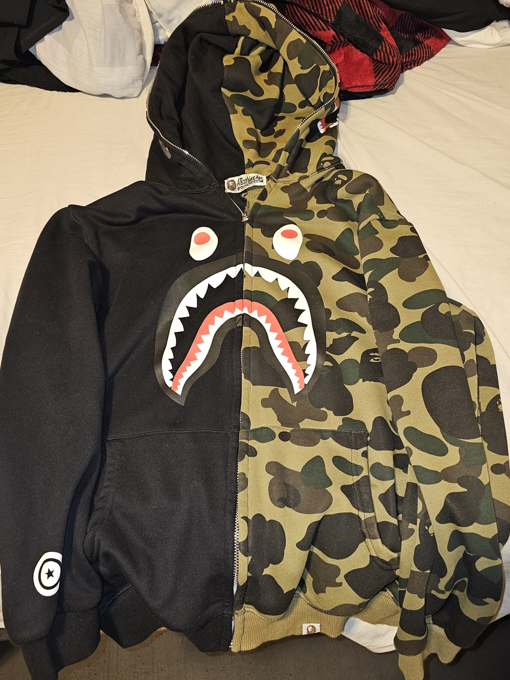 BAPE Half Camo Shark Zip Up Medium Hoodie
